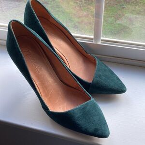 Madewell The Mira Suede Point Toe Heels in Green Size 6.5 Woman’s.